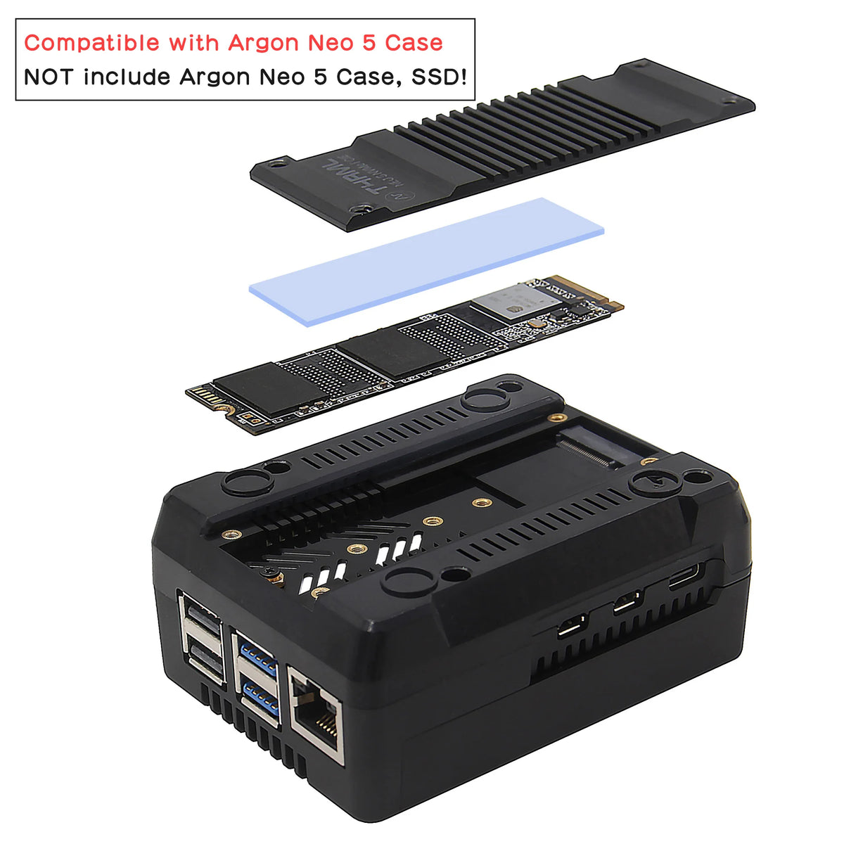 Custom NEO 5 PCIe to M.2 NVME 2280 Expansion Board for Raspberry Pi 5