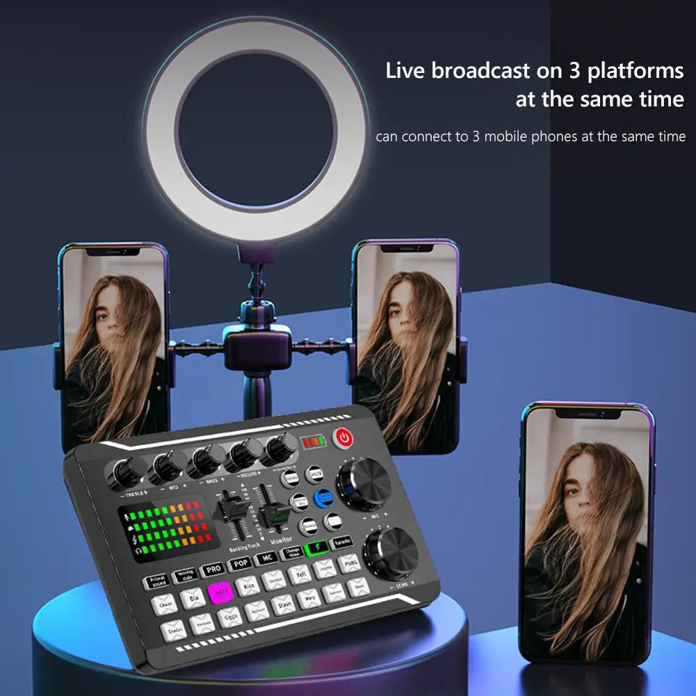 Custom LT F998 Sound Card Microphone Mixer Kit 16 Sound Effects Audio Recording Sound Mixer Audio Mixing Console Amplifier for Phone PC Manufacturer