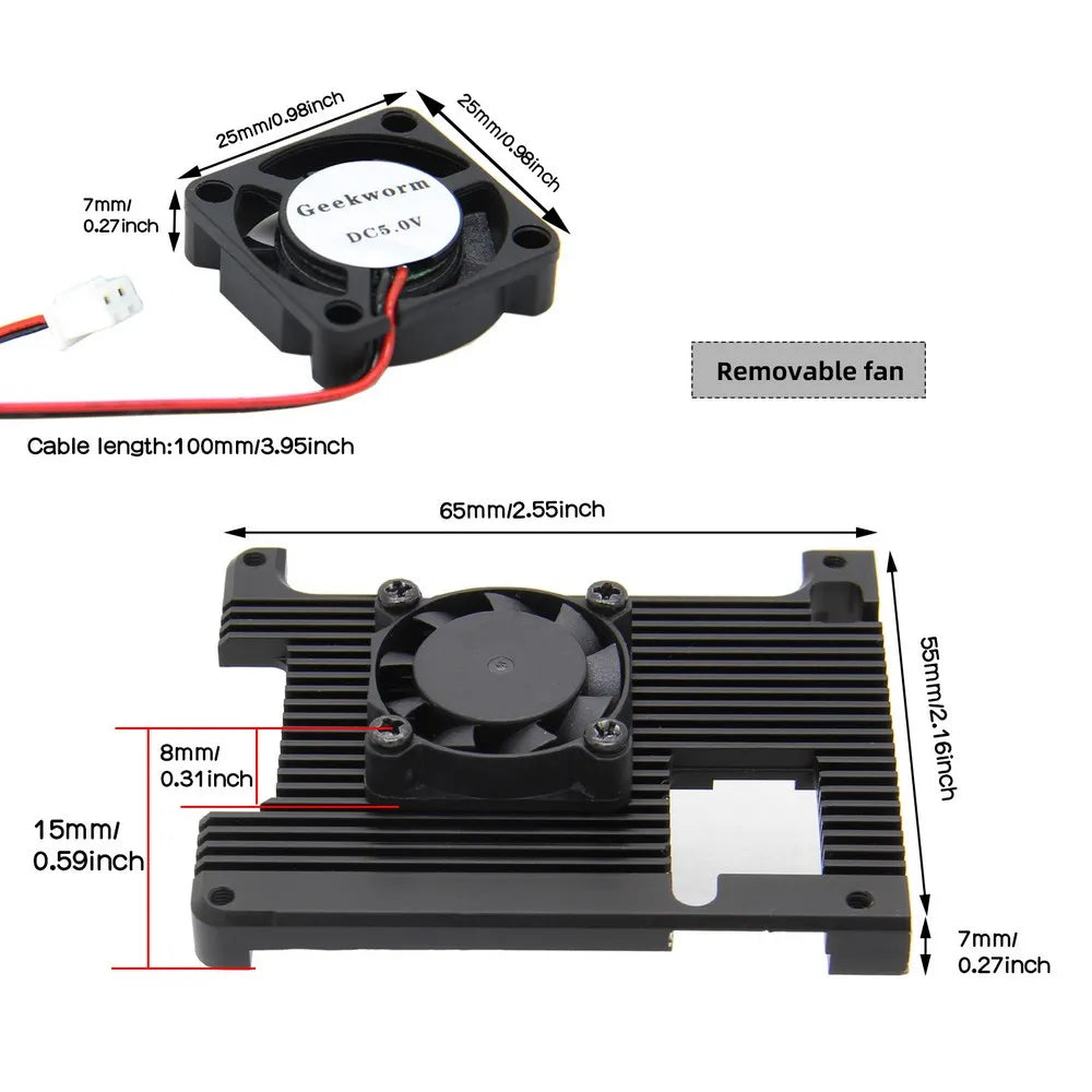 Custom Raspberry Pi 4 Model B Computer Armor Aluminum Alloy Heatsink with Cooling Fan for Raspberry Pi 4B Only Manufacturer