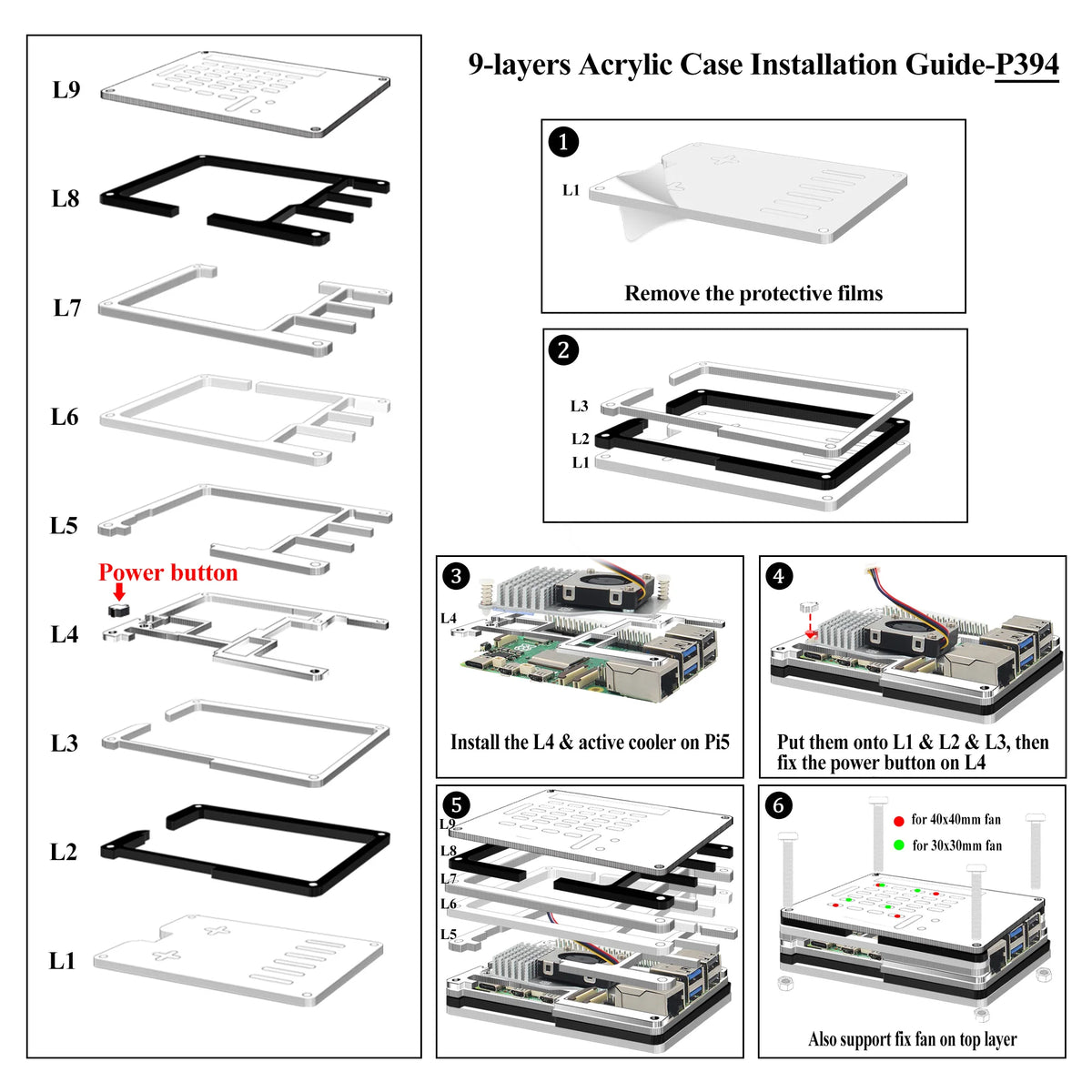 Custom Raspberry Pi 5 Case Acrylic Enlosure Shell for Raspberry Pi 5 4GB/8GB