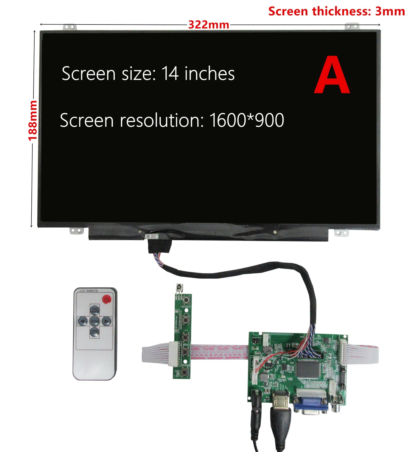 Custom 14 Inch LCD Screen Display Monitor Driver Control Board 2AV HD-Compatible VGA For Raspberry Pi Banana/Orange Pi Mini Computer Manufacturer