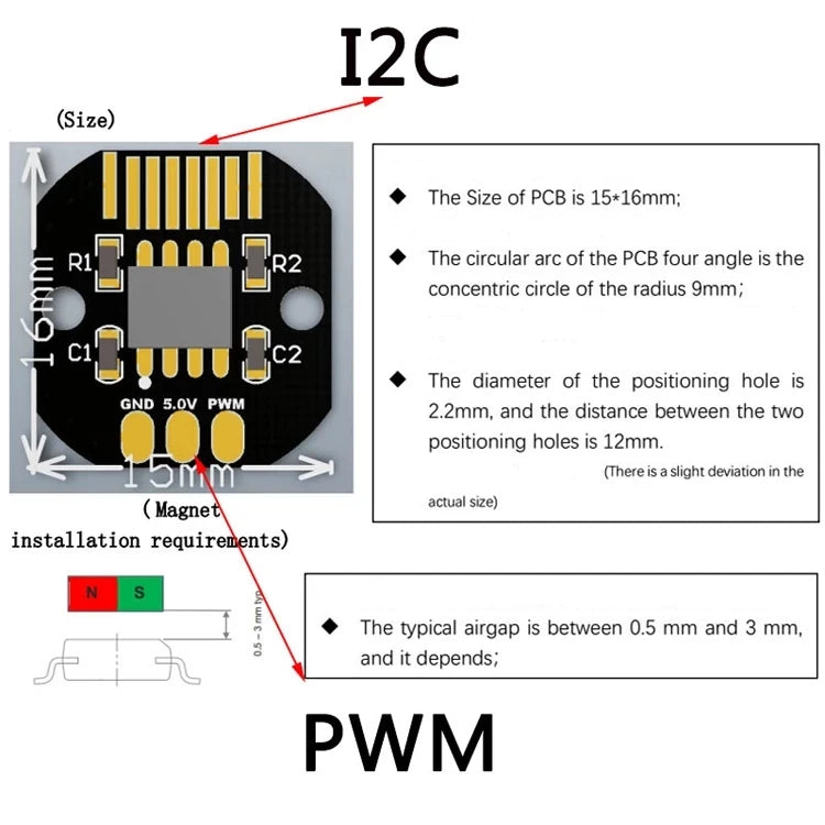 Custom Custom AS5600 Absolute Value Encoder PWM I2C Port High Precision 12 Bit Brushless Gimbal Motor Encoder Manufacturer