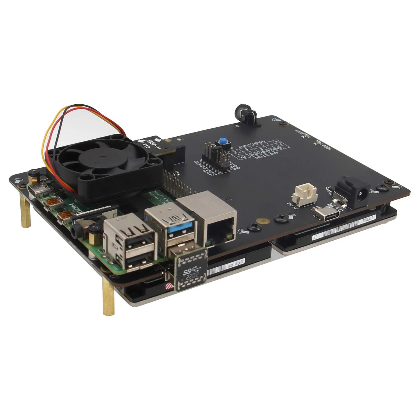 Custom Naspi Gemini Dual 2.5 "Sata Hdd/Ssd Nas Case Kit Met Pwm Fan, Raid, veilig Shutdown & Auto Power Op Voor Raspberry Pi 4 Manufacturer