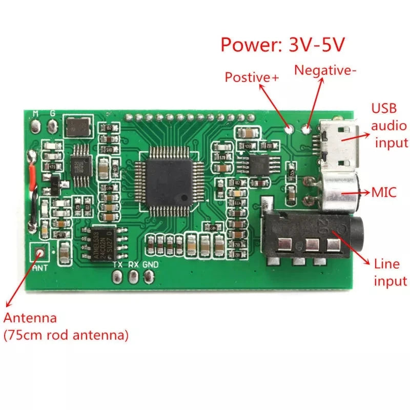 Custom DSP PLL 87-108MHz Digital Wireless Microphone Stereo FM Transmitter Module Board modules Manufacturer