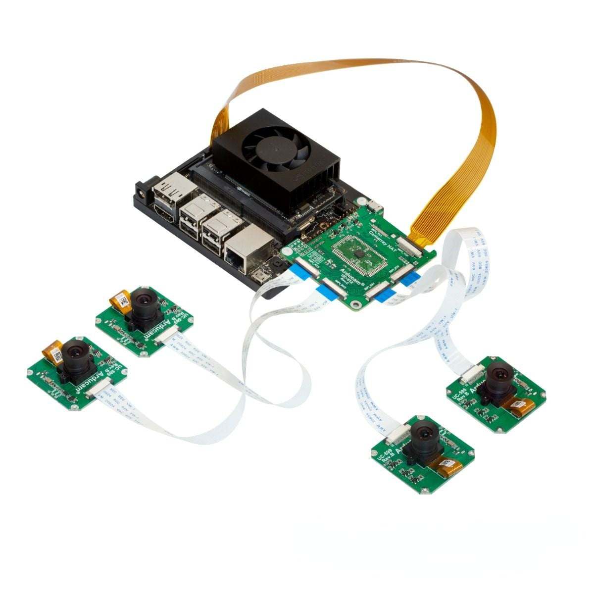 Arducam 1MP*4 Quadrascopic Monochrome Camera Bundle Kit for Raspberry Pi Custom PCB wireless pcba powerbank