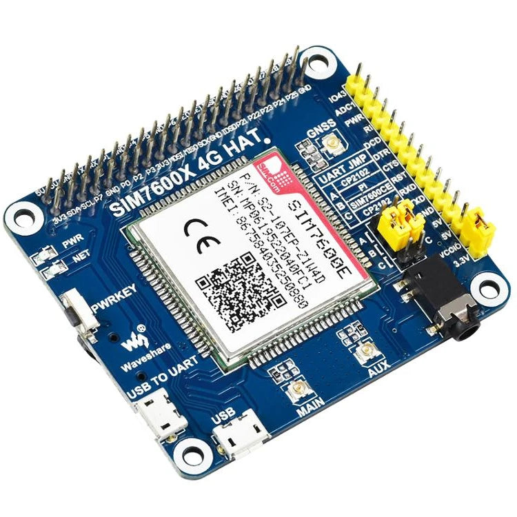 Custom SIM7600E LTE Cat-1 HAT for Raspberry Pi 3G / 2G / GNSS as well for Southeast Asia West Asia, Europe Africa Custom PCB Manufacturer