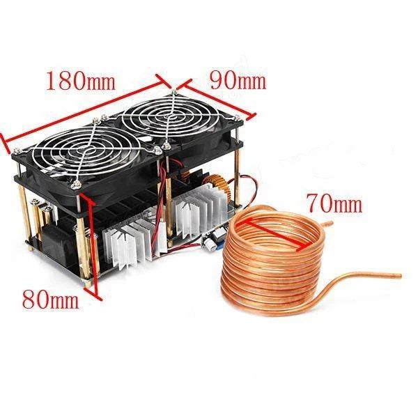Custom ZVS 1800W 12V-48V 40A High Frequency Induction Heating Machine Without Tap With Coil Module Manufacturer