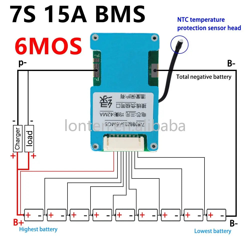 Custom BMS 7S 24V 15A 20A 25A Li-ion Lmo Ternary Lithium 18650 Battery Charge Protection Board Balance And NTC Temperature Protect Manufacturer