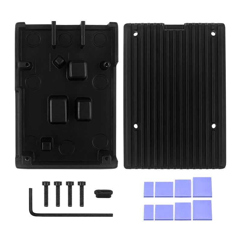 Raspberry Pi 5 Aluminum Case with Passive Cooling and Armored Design for Silent Heat Dissipation
