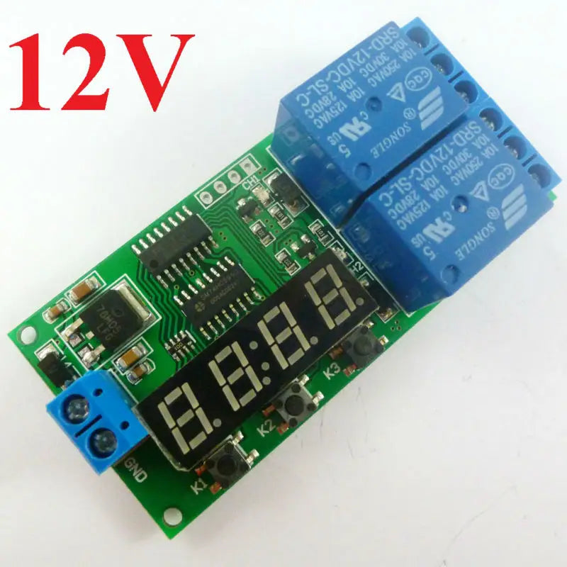 Custom OEM KC22B02_12V DC 12V 2 Ch Multifunction Delay Timer Module Delay Relay Controller Motor Reverse Cycle Loop Timers Interlock Bo Manufacturer