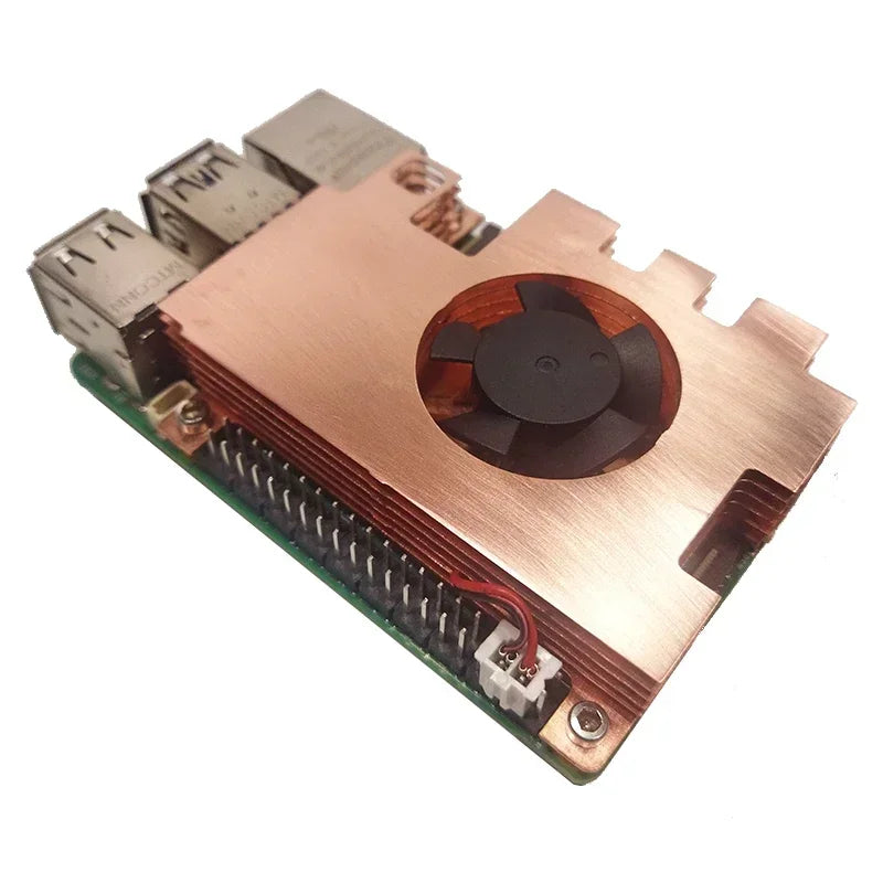 Raspberry Pi 5 Active Cooler Full Copper Heatsink Cooling Fins Copper Case Fan Radiator for Raspberry Pi 5