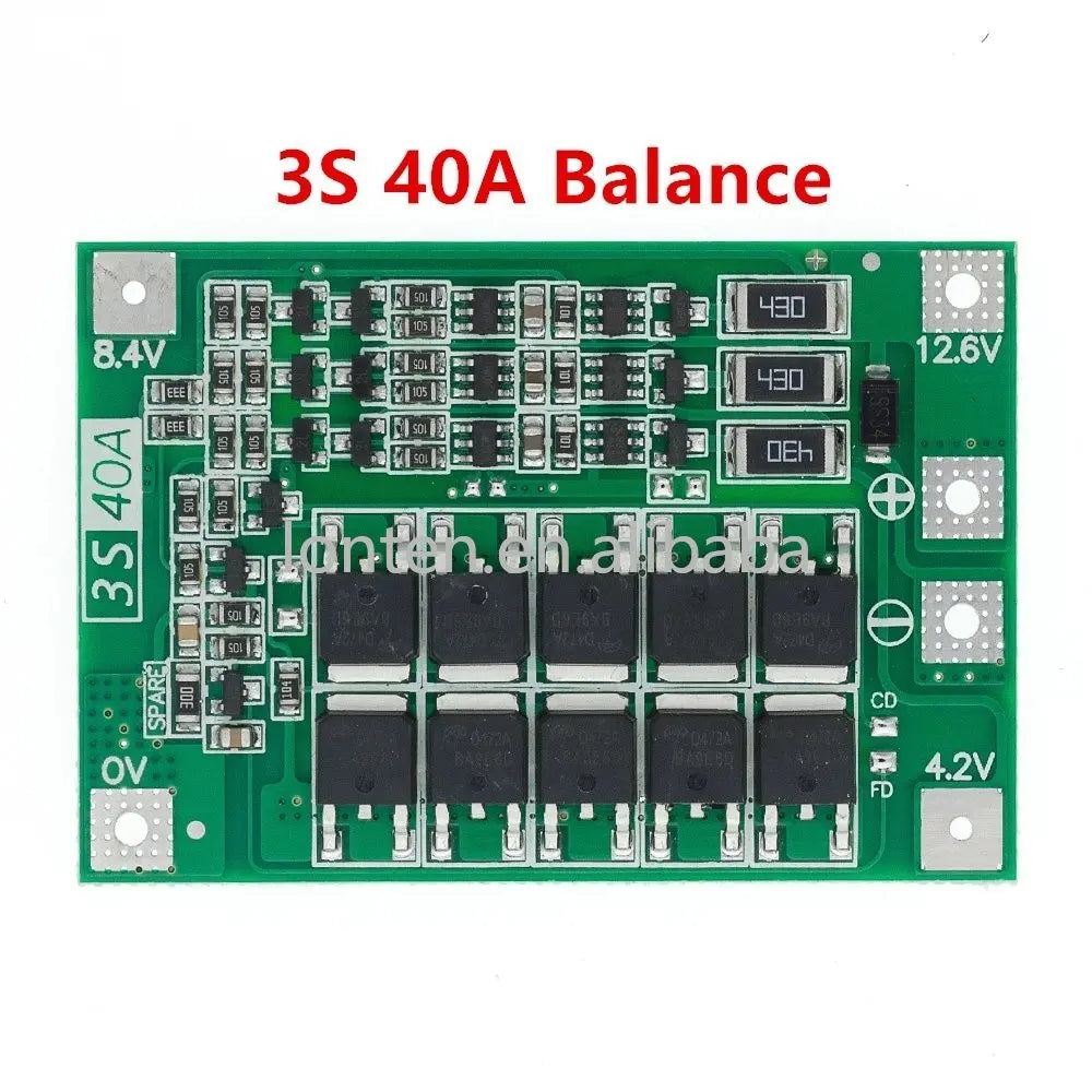 Custom 10PCS 3S 40A Li-ion Lithium Battery Charger Protection Board PCB BMS For 40A Current Drill Motor 11.1V 12.6V Lipo Cell Module Manufacturer