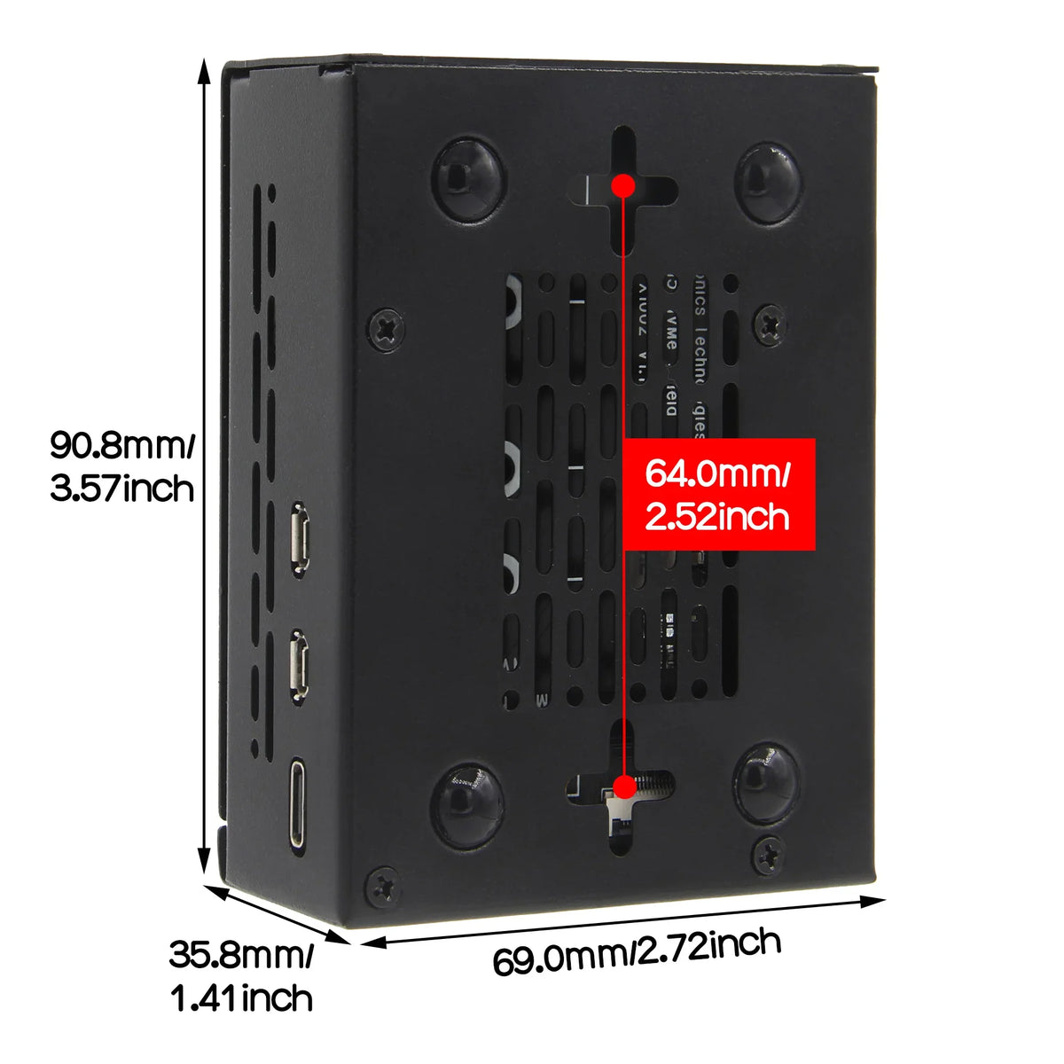 X1002 Pcie to NVMe Board with P580 Metal Case for Raspberry Pi 5