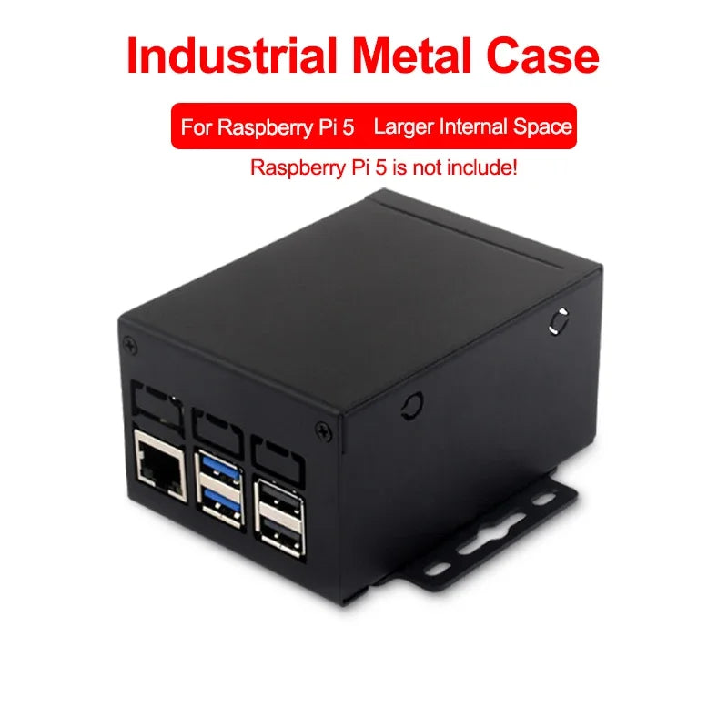 Industrial Grade Raspberry Pi 5 Metal Case Supports Cooler Installation PCIe/PoE HAT Protective Rail for Education Maker Boards