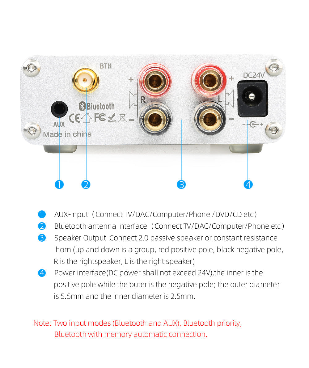 2*50W TPA3116D2 QCC3003 5.0 TL072C Digital Amplifier Audio Stereo 2.0 Channels Class D Tone Preamplifer Home AMP pcb assembly Customize