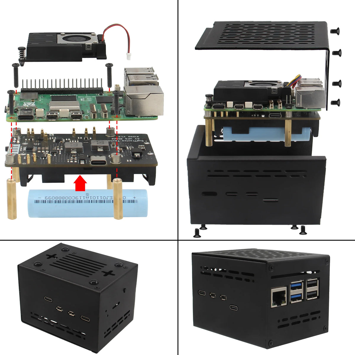 Custom X1200-C1 Metal Case for Raspberry Pi 5 & X1200 UPS Board