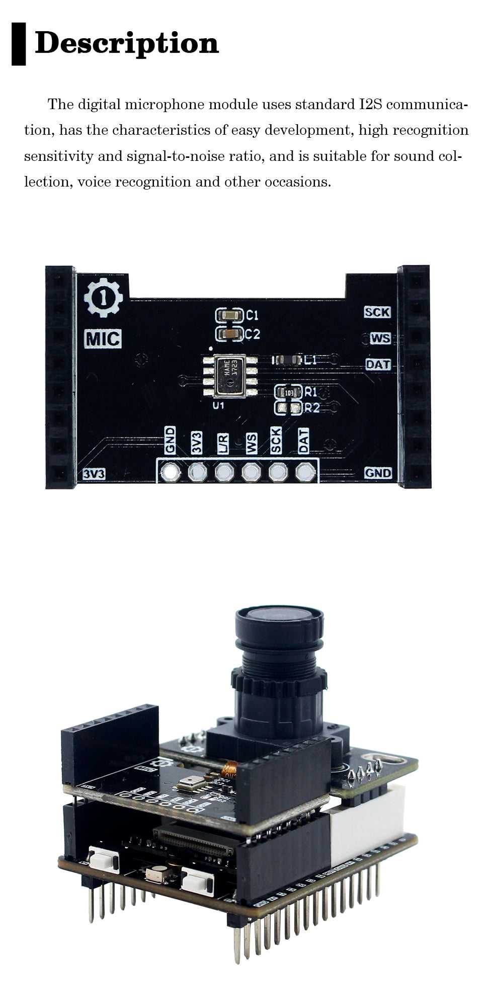 Custom PCB mini ups for wifi pcba Digital Microphone MIC Sensor Module for K210 Development Machine Vision Micropython