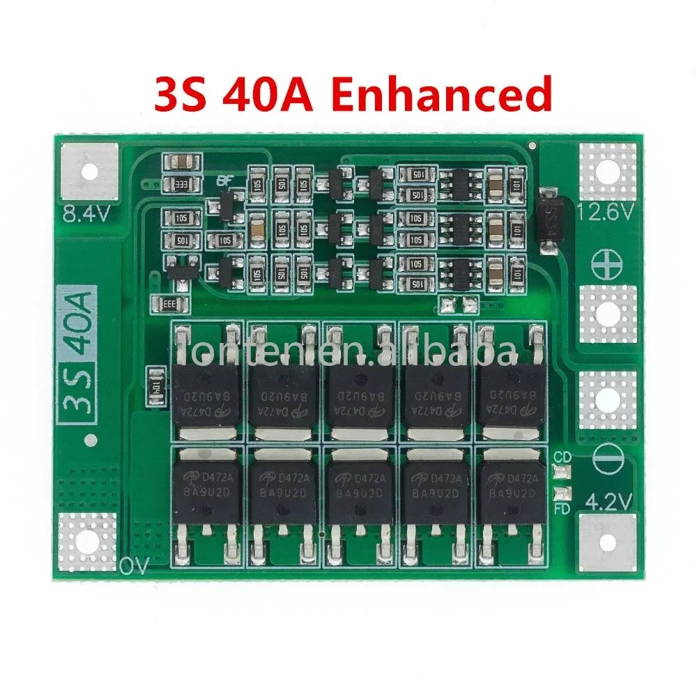 Custom 10PCS 3S 40A Li-ion Lithium Battery Charger Protection Board PCB BMS For 40A Current Drill Motor 11.1V 12.6V Lipo Cell Module Manufacturer
