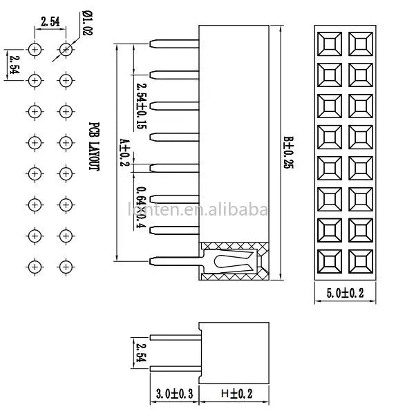 Custom 2.54mm Double Row Straight Female 2-40P Pin Header Socket Connector 2x2/3/4/5/6/7/8/9/10/12/14/16/18/20/25/30/40Pi Manufacturer