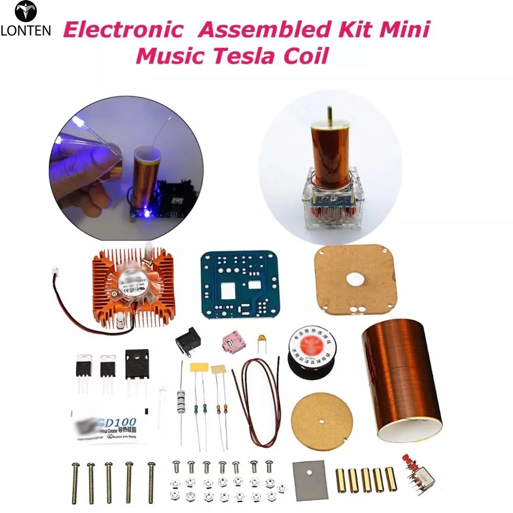 Custom Lonten 24V DIY Electronic Assembled Kit Mini Music Tesla Coil Plasma Speaker Tesla Arc Generator Manufacturer
