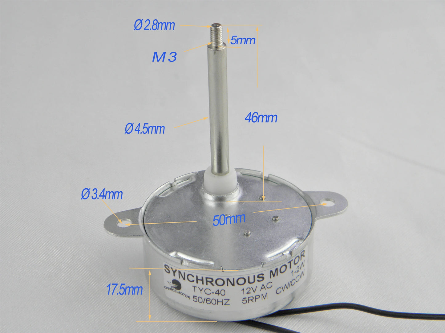 Custom DC Fan Motor TYC-40 DC 12V Shaft 46mm CW/CCW Synchronous Motor 5RPM Reduction Gear Motor Manufacturer