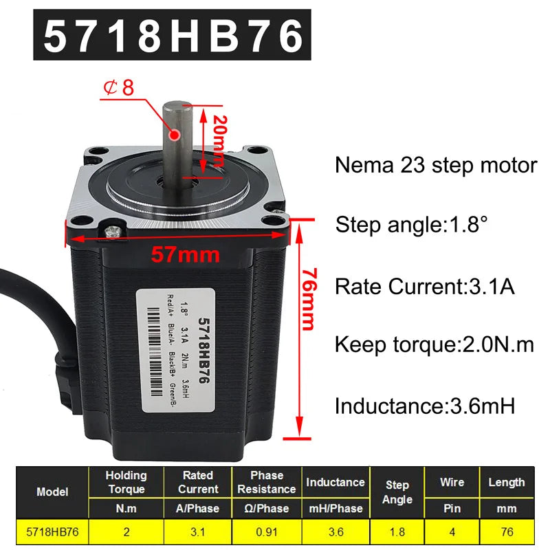 Custom 57BYG stepper motor 1.8 Degree 3.1A 2N.m 76mm 2 phase hybrid driver motor Nema 23 Step Motor Manufacturer