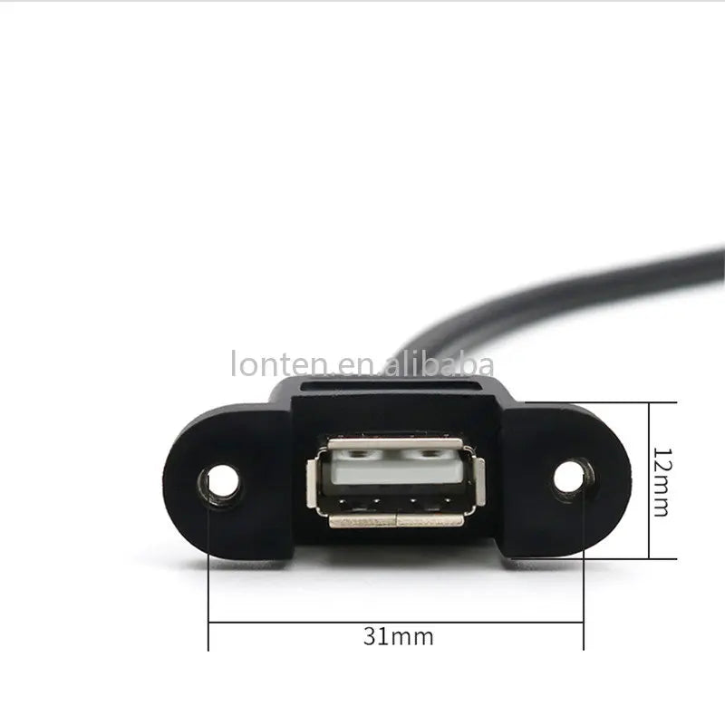 Custom Custom Motherboard Internal 9pin Pitch 2.54mm to Dual Port USB 2.0 A Female Screw Lock Panel Mount Cable 30cm Manufacturer