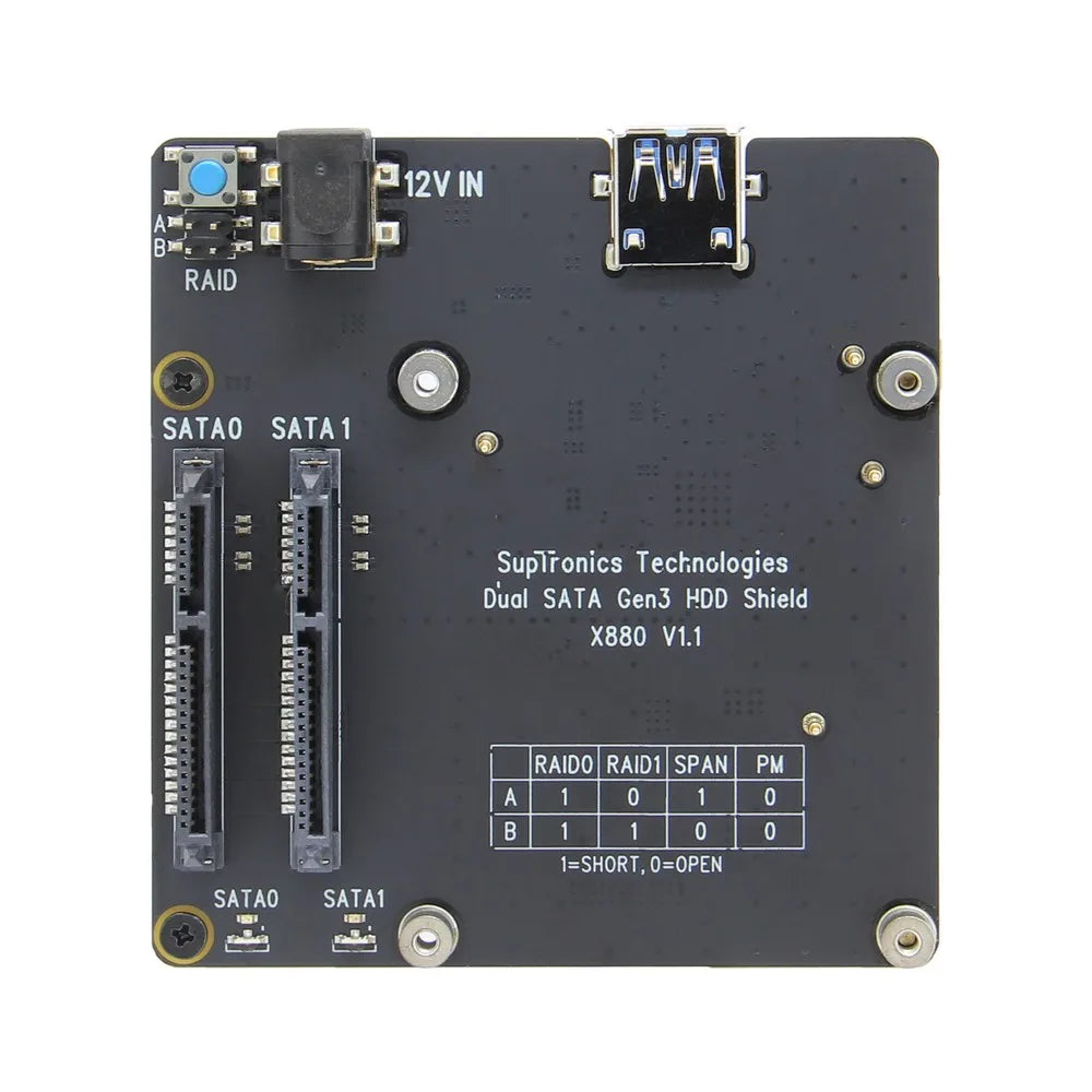 Custom Raspberry Pi 4 model B X880 V1.1 Dual SATA Gen3 HDD Shield, 2.5"/ 3.5"SATA HDD/SSD Storage Expansion Board for Raspberry Pi4B Manufacturer