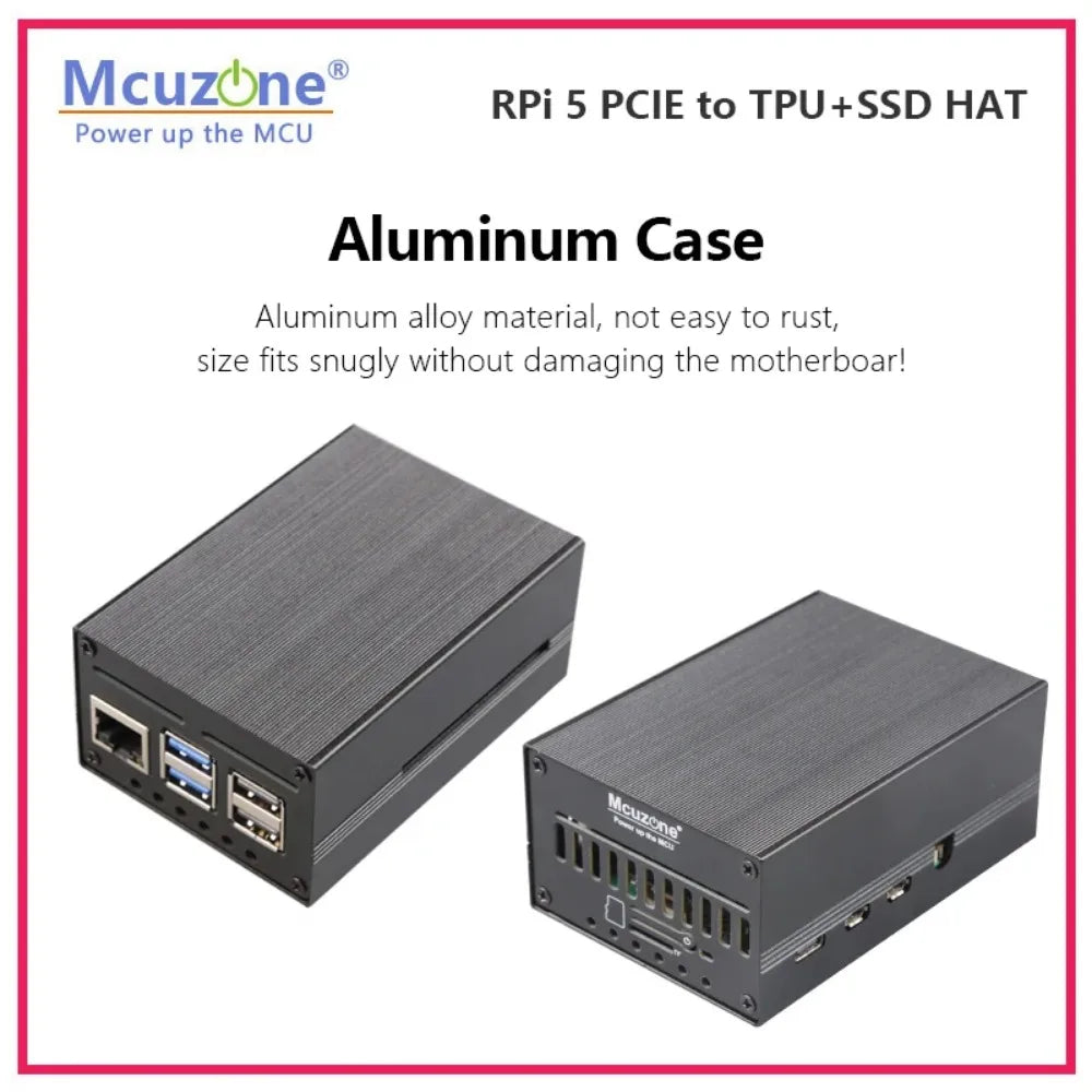 ,Raspberry Pi 5 PCIE To TPU and SSD HAT, AI for RPi5, Support Google Coral Edge TPU,support NVME SSD Custom