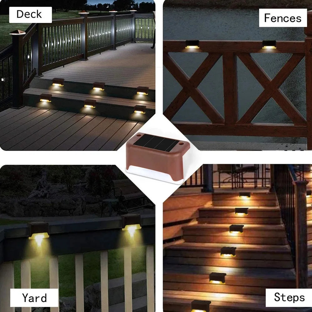 Custom Warm White LED Solar Step Lamp Patio Stair Light Waterproof Garden decoration outdoor Balcony Lights Pathway light for fence Manufacturer