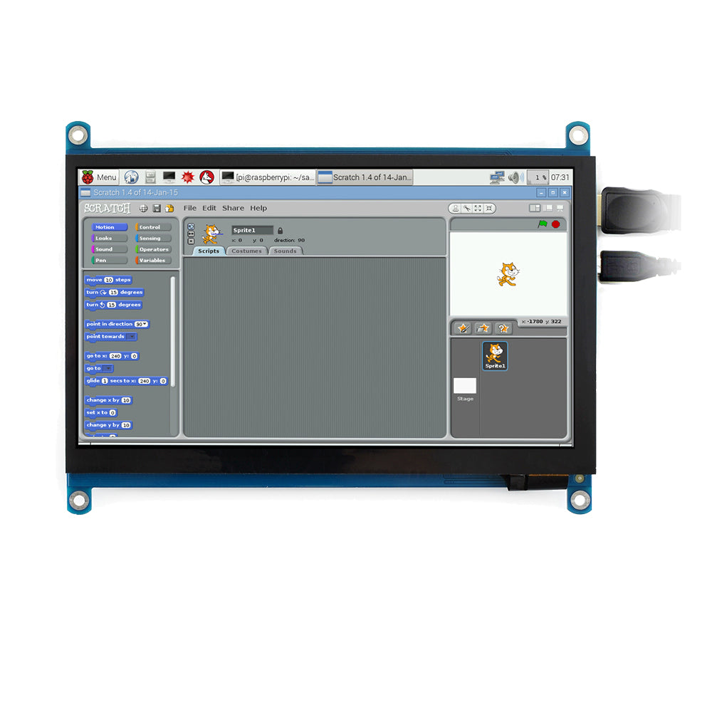 7 inch LCD (H) Computer Monitor 1024*600 IPS Capacitive Touch Screen Supports Raspberry Pi Jetson Nano Win10 etc Custom PCB