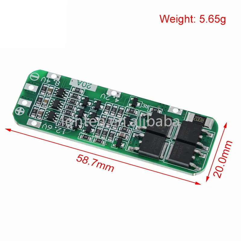 Custom 3S 20A Li-ion Lithium Battery 18650 Charger PCB BMS Protection Board For Drill Motor 12.6V Lipo Cell Module 64x20x3.4mm Manufacturer