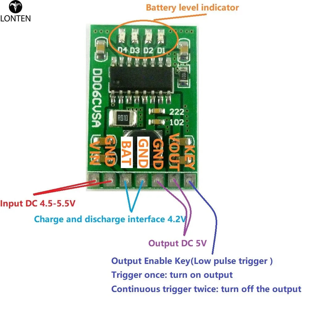 Custom 5x 06CVSA 4 in 1 2.1A 4.2V Charge Discharger DC-DC Boost Converter 3.7V to 5V Mobile Power Diy Power Supply Module Manufacturer