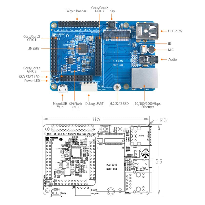 Micro shielded nano Nano Core/insert function expansion board custom PCB pcba hashboard customize