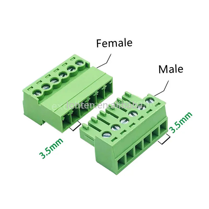 Custom 5sets Terminal Block 3.5mm Pitch Aerial Butt Type 15EDGRK-3.5mm Plug Connector 2/3/4/5/6/7/8/10/12P Male Female Socket Manufacturer