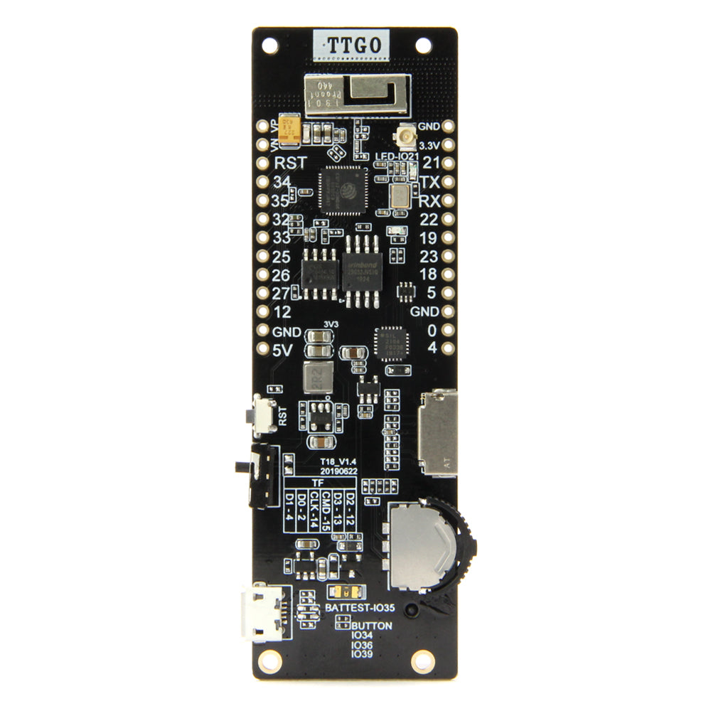 TTGO T-Cell WiFi & Module 18650 Battery Holder Seat 2A Fuse ESP32 4 MB SPI Flash 4 MB Psram Micropython Custom PCB customize