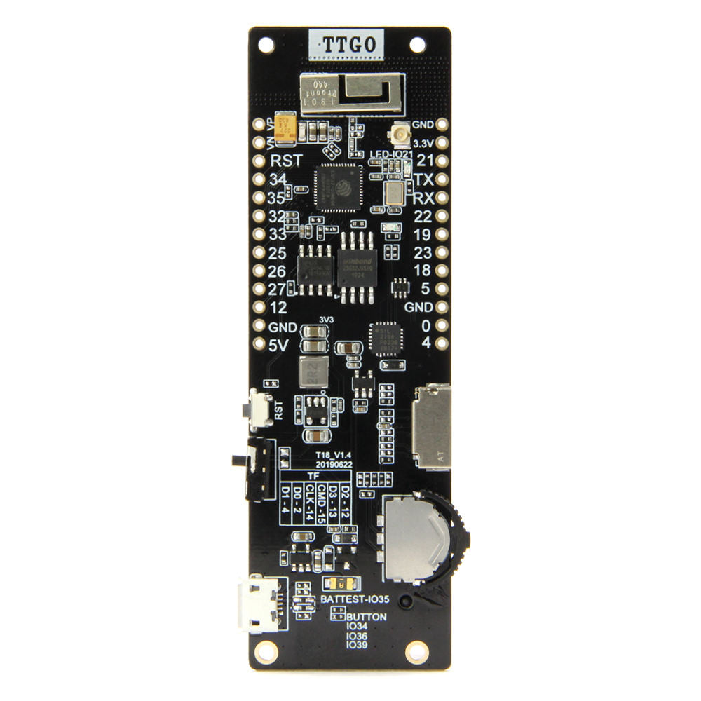 TTGO T-Cell WiFi & Module 18650 Battery Holder Seat 2A Fuse ESP32 4 MB SPI Flash 4 MB Psram Micropython Custom PCB customize