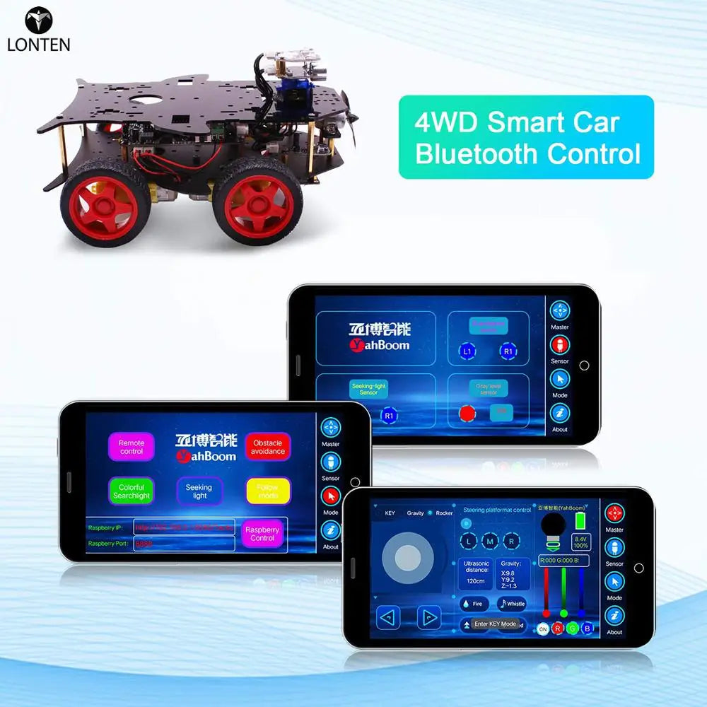 Custom Lonten Robot Car 4WD Programming Stem Education off-road light Tracking Robot Toys with Tutorial for arduinos with for R3 Mainbo Manufacturer