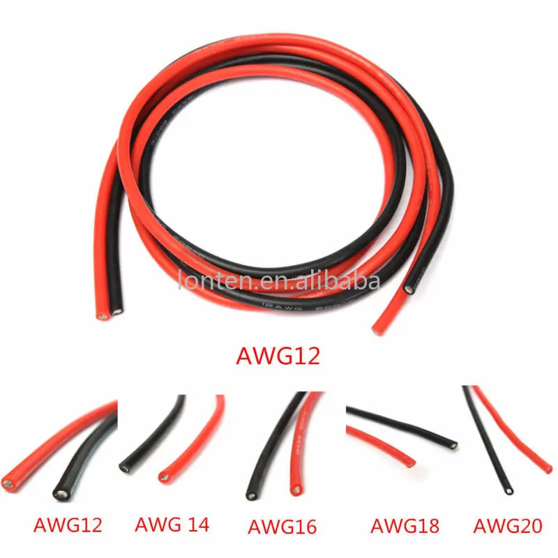 Custom Custom 1meter Black +1meter Red Silicon Wire 12AWG 14AWG 16AWG 22AWG 24AWG Heatproof Soft Silicone Silica Gel Wire Cable Manufacturer