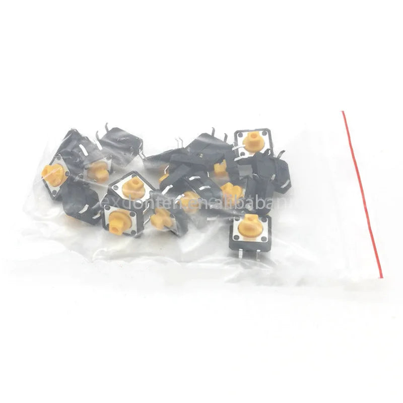 Custom Custom 20PCS 12x12x7.3mm Tactile Switches Yellow Square Push Button Tact Switch 12*12*7.3 mm Micro Switches Manufacturer
