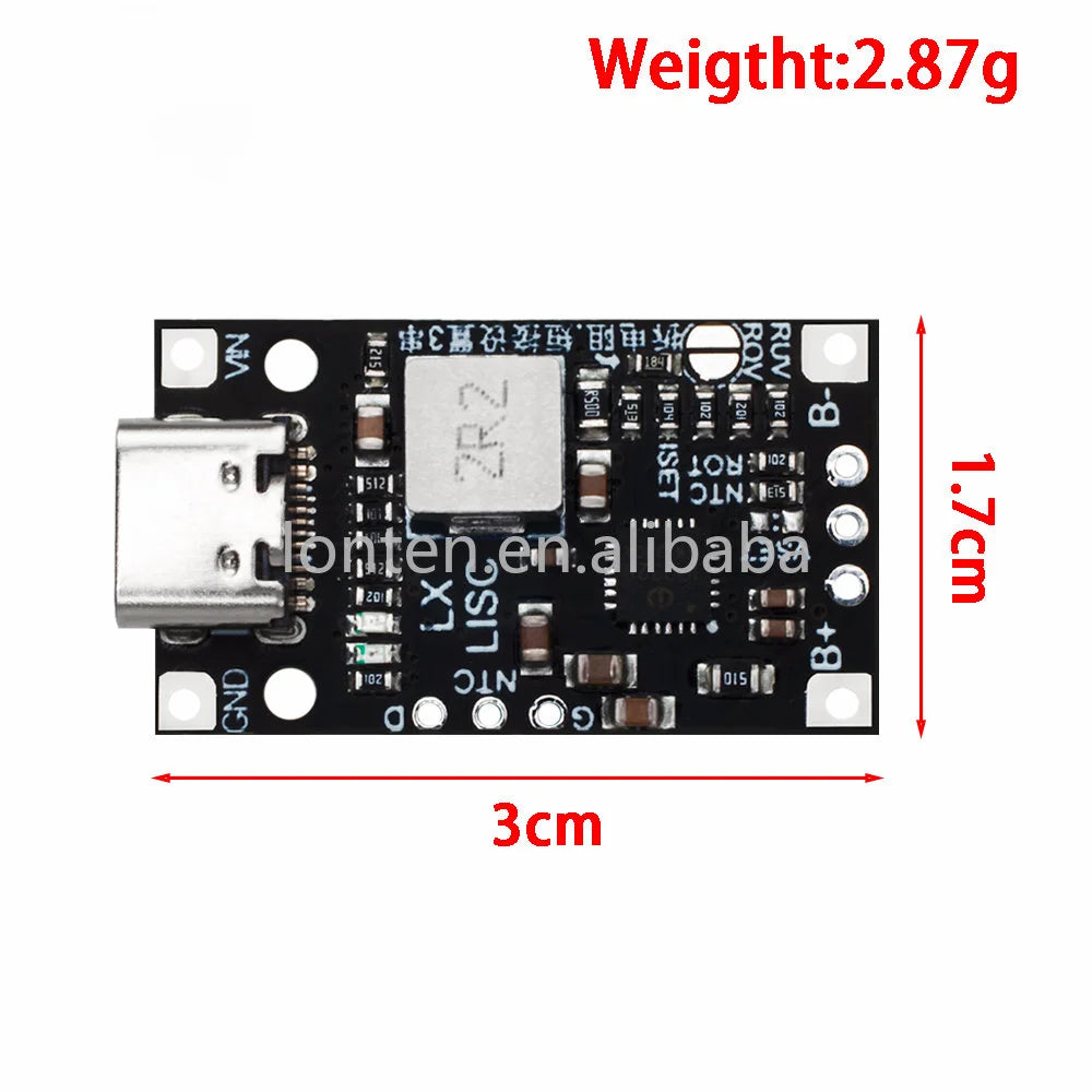 Custom Type-C USB 2-3S BMS 15W 8.4V 12.6V 1.5A Lithium Battery Charging Boost Module With Balanced Support Fast Charge With Indicator Manufacturer