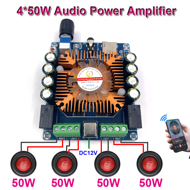 TDA7388 4*50W Audio Power Amplifier Board Automotive 4.0 Ch AMP Class AB Car Stereo Home Theater Amplifiers board pcb assembly customize