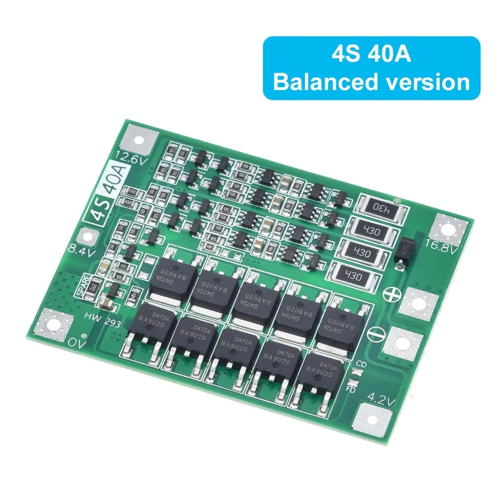 Custom 4S 40A Li-ion Lithium Battery 18650 Charger PCB BMS Protection Board with Balance For Drill Motor 14.8V 16.8V Lipo Cell Module Manufacturer