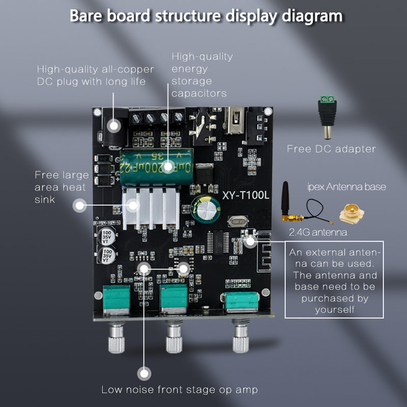 2*100W Power Stereo Amplifier Board 2.0 Channel Class D Home Theater Equalizer Music Receiver amplifiers speakers pcb assembly Customize