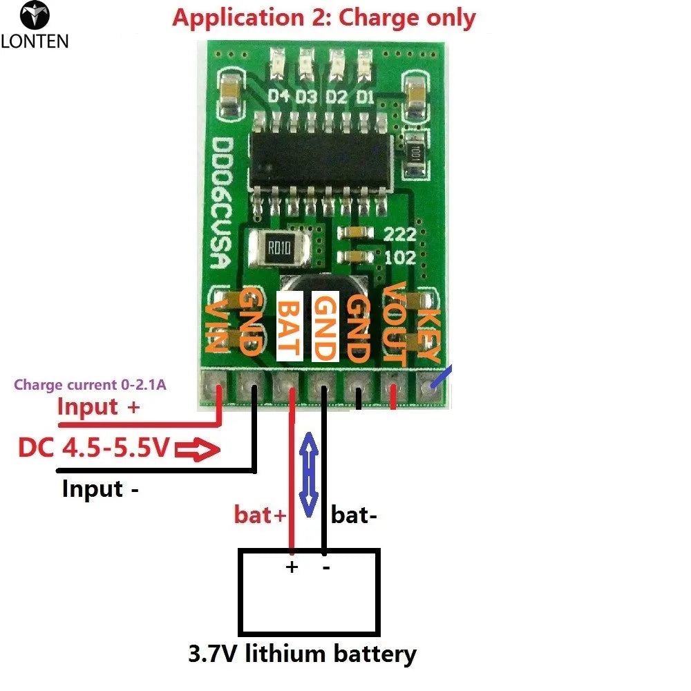 Custom 5x 06CVSA 4 in 1 2.1A 4.2V Charge Discharger DC-DC Boost Converter 3.7V to 5V Mobile Power Diy Power Supply Module Manufacturer