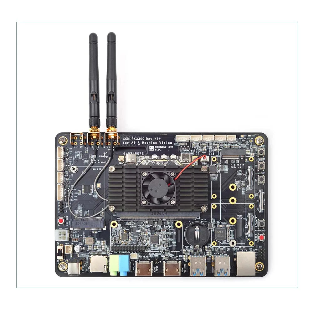 Custom SOM-RK3399 AI Developer kit WiFi BT Support Gbps Ethernet and Dual-screen display Android/Ubuntu/QT/buildroot IN/OUT Custom PCB Manufacturer