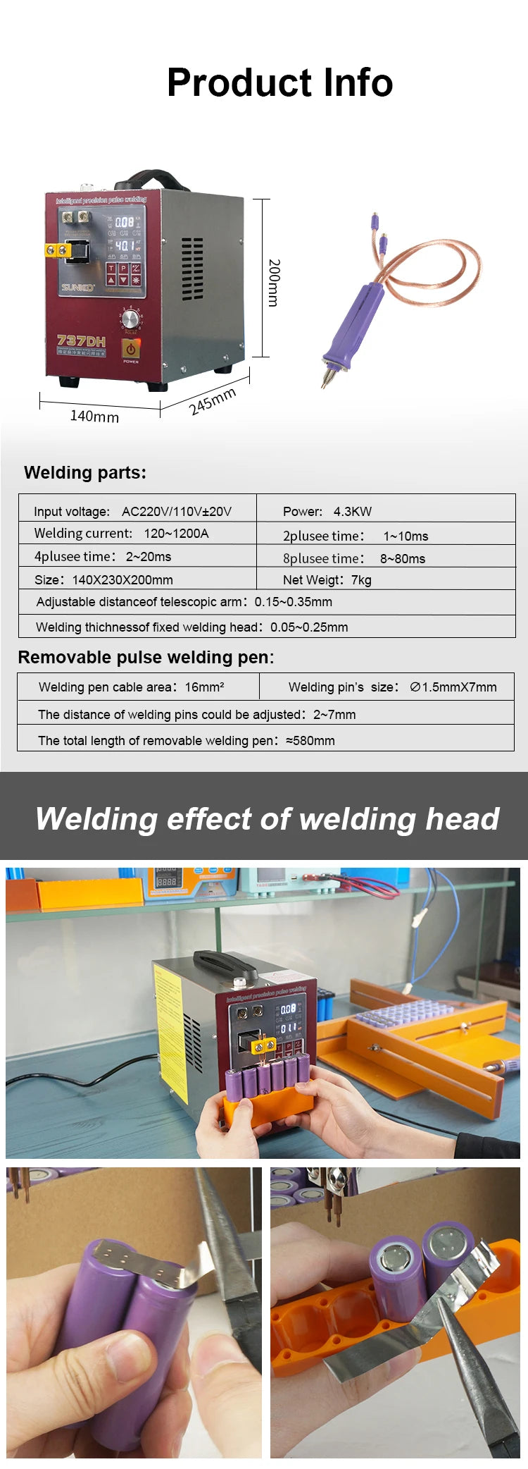 Custom 737DH 4.3KW Spot Welding Machine Upgraded Induction Delay Battery Spot Welding Machine 18650 Lithium Battery High-power S Manufacturer