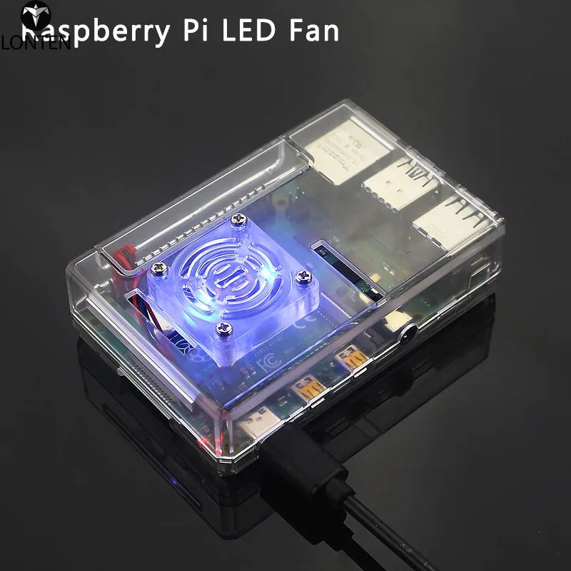 Custom Lonten Raspberry Pi LED Cooling Fan 5V Back Light Shining LED Fan with 2 Blue Light LED for Raspberry Pi 4B/3B+/3B Manufacturer