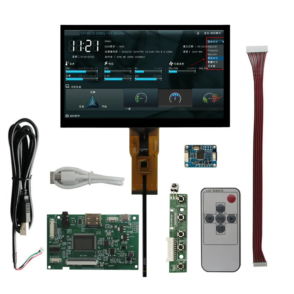 Custom 7 Inch LCD Display Screen Monitor Driver Control Board Audio HD-Compatible Digitizer Touchscreen For Raspberry Pi Banana Pi PC Manufacturer