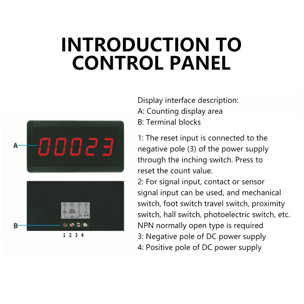 Custom LCD Digital Counter Module DC12V-24V Electronic Totalizer with NPN Signal Interface 1~999999 Times Counting Range Manufacturer